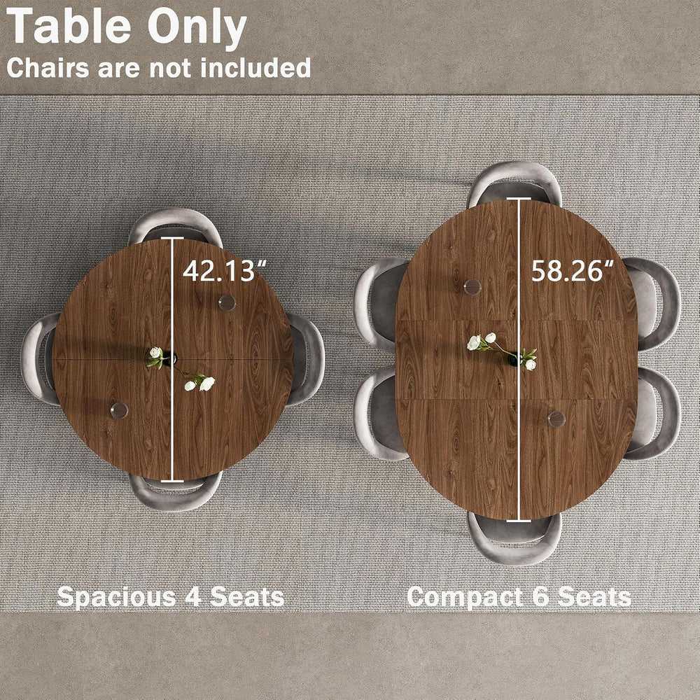 MECHYIN 42"-58" Extendable Round Dining Table for 4-6,with Storage ...