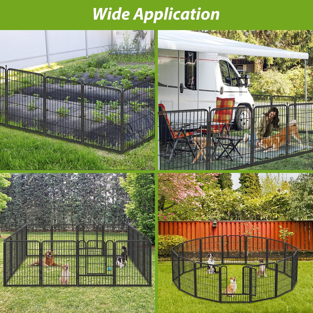 Tall Garden Fence with Gate, 23ft(L) x 32in(H) 10 Panels Garden Fencing Anima...