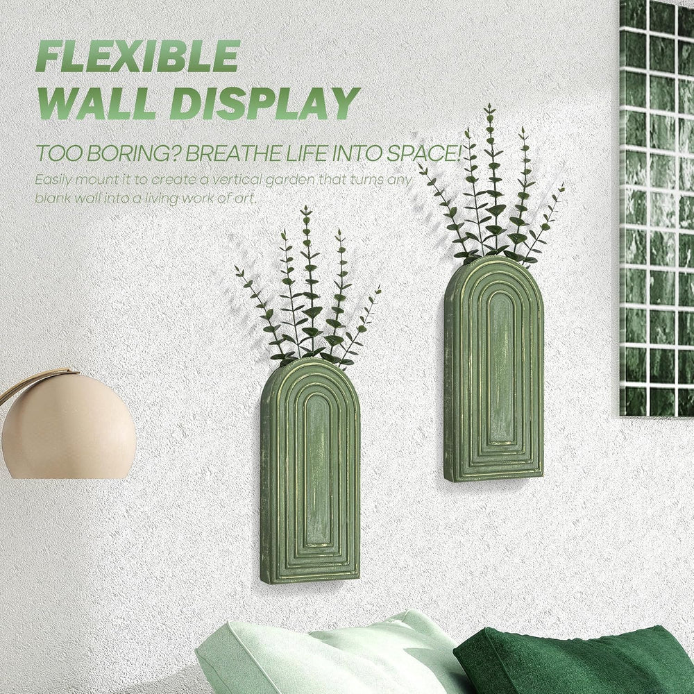 EOSAHR Wall Vase for Flower: Wall Planter Holder for Boho Wall Decor, Green