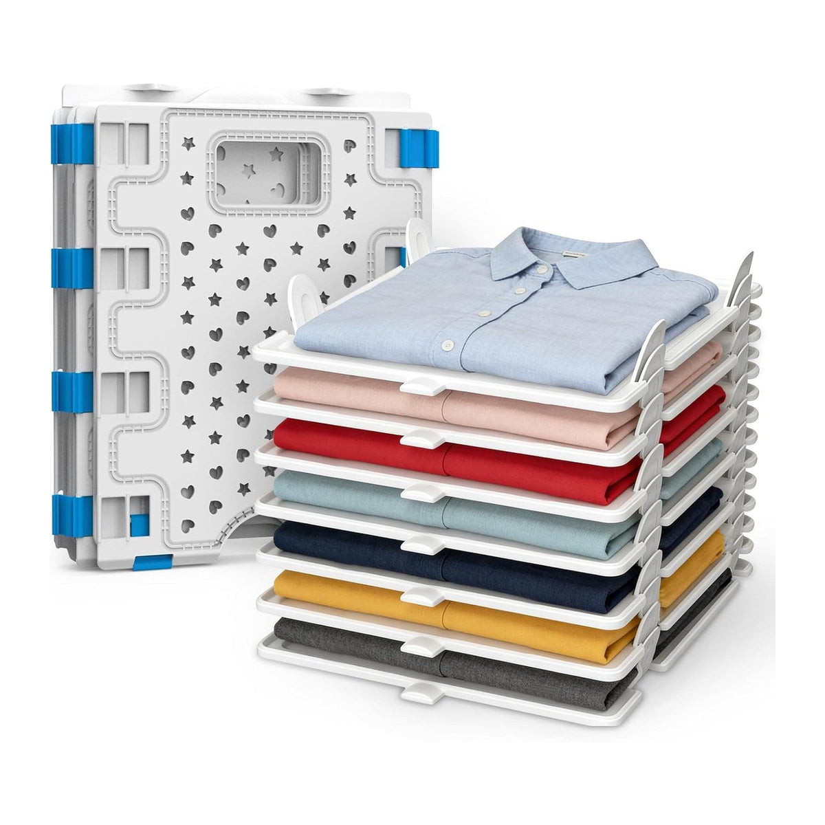 10Pcs Stackable Closet Organizer & Shirt Folding Board Bundle | Space-Savin Closet Organizers and Storage , Foldable ,Ideal for Tshirts ,Sweater ,Pants Storage in Bedroom and Dormroom White