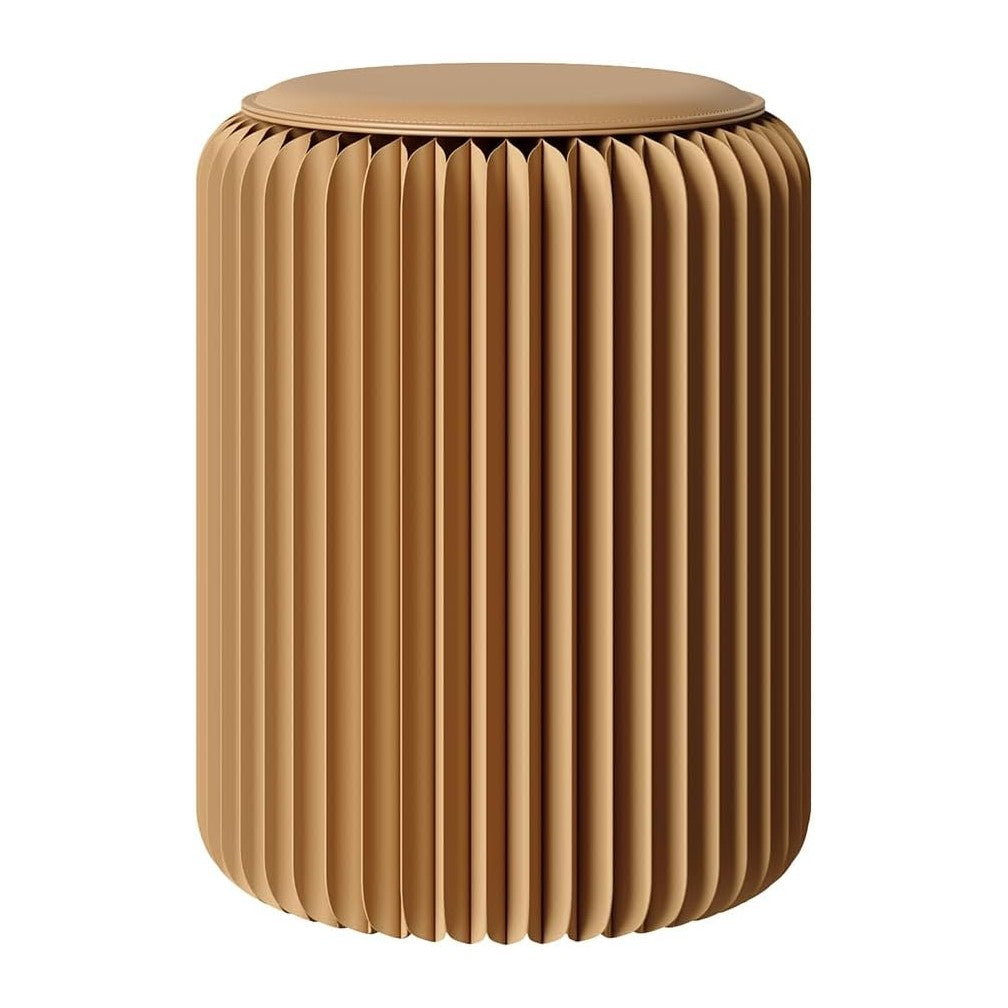 17 Inch Folding Stool 660lb Foldable Paper Stool, Eco-Friendly Kraft Paper Honeycomb Design Home Furniture Modern, Foldable to 1.2 Inch Round Foot Stool for Living Dining Room (Brown)