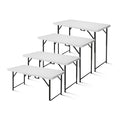 4ft Folding Table, Portable Fold-in-Half Adjustable Height Utility Table for Indoor/Outdoor Use, Durable HDPE & Steel, Stable & Lightweight, Multi-Purpose, White
