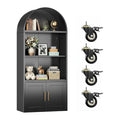 72.3" H Arched Bookshelf with Doors, Metal Arched Bookcase