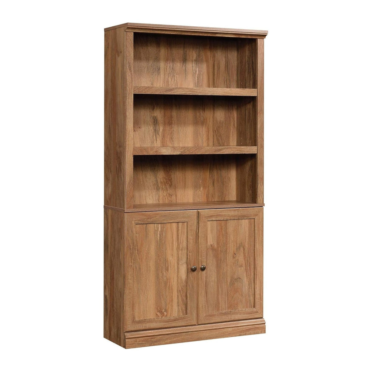 Sauder Miscellaneous Storage Transitional 3-Shelf 2-Door Bookcase/ Book shelf, Sindoori Mango finish