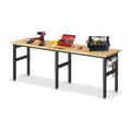96”Adjustable Work Bench, 5000 LBS Capacity Heavy Duty Workbench with Power Outlet & Pegboard, Rubber Wood Work Table for Garage, Workshop, Office, Home