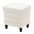 CAROLMADE Folding Storage Ottoman Cube Sherpa Footstool with Wood Legs Ottoman Footrest for Living Room and Bedroom, White 15"x12.6"x15.4"