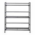 Folding Metal Bookcase, 3 Shelves, Wide, Black