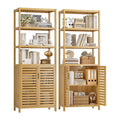 HIFIT 6-Tier Bamboo Book Shelves with 2 Door, Tall Bathroom Storage Cabinet