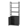 Lazyvan Black Bookshelf with Doors, 70" Tall Bookcase with Storage Cabinet