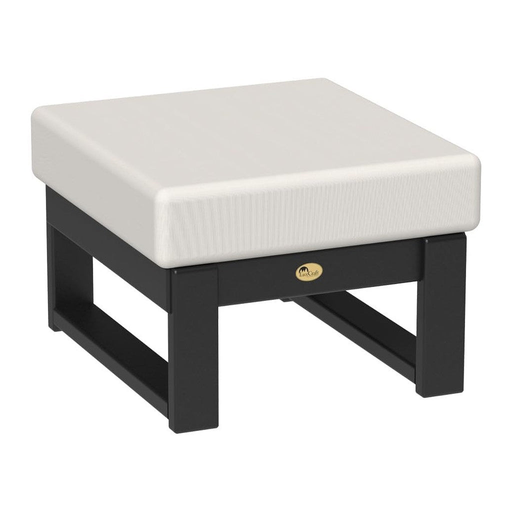 LuxCraft Poly Lanai Deep Seat Cushioned Outdoor Ottoman Table Padded Footrest Foot Stool for Outside Patio Deck Pool Porch Garden - USA Amish Made (Black, Canvas Fabric)