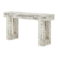 Modern Console Table, 62.99 x 13.77 x 33.46 Inches, Entryway Table with Thick Block Legs (Distressed White)