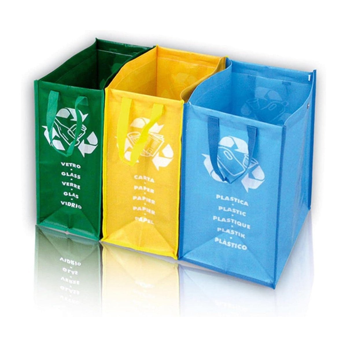 Mongarid 3 Pieces Recycling Waste Bags Set, Fabric, Multicolour, One Size
