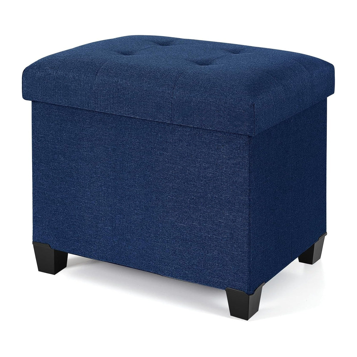 Ottoman with Storage, Rectangular Storage Ottoman, Linen Ottomans with Legs for Living Room Bedroom Dorm, 23.6" D x 17.7" W x 19.9" H, Blue