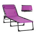 Outdoor Sun Tanning Chair Folding, Heavy Duty Adjustable 4-Position Folding Laying Out Chairs for Tanning, Beach Lounge Chairs for Adults for Sunbathing Patio Pool Lawn (Purple)