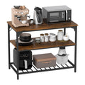 PayLessHere 3 Tiers Kitchen Island 47.2 Inches Width Storage Counter with Large Storage Space Thick Board Top Solid Structure Shelf for Home Kitchen Restaurant Cafe (Brown)