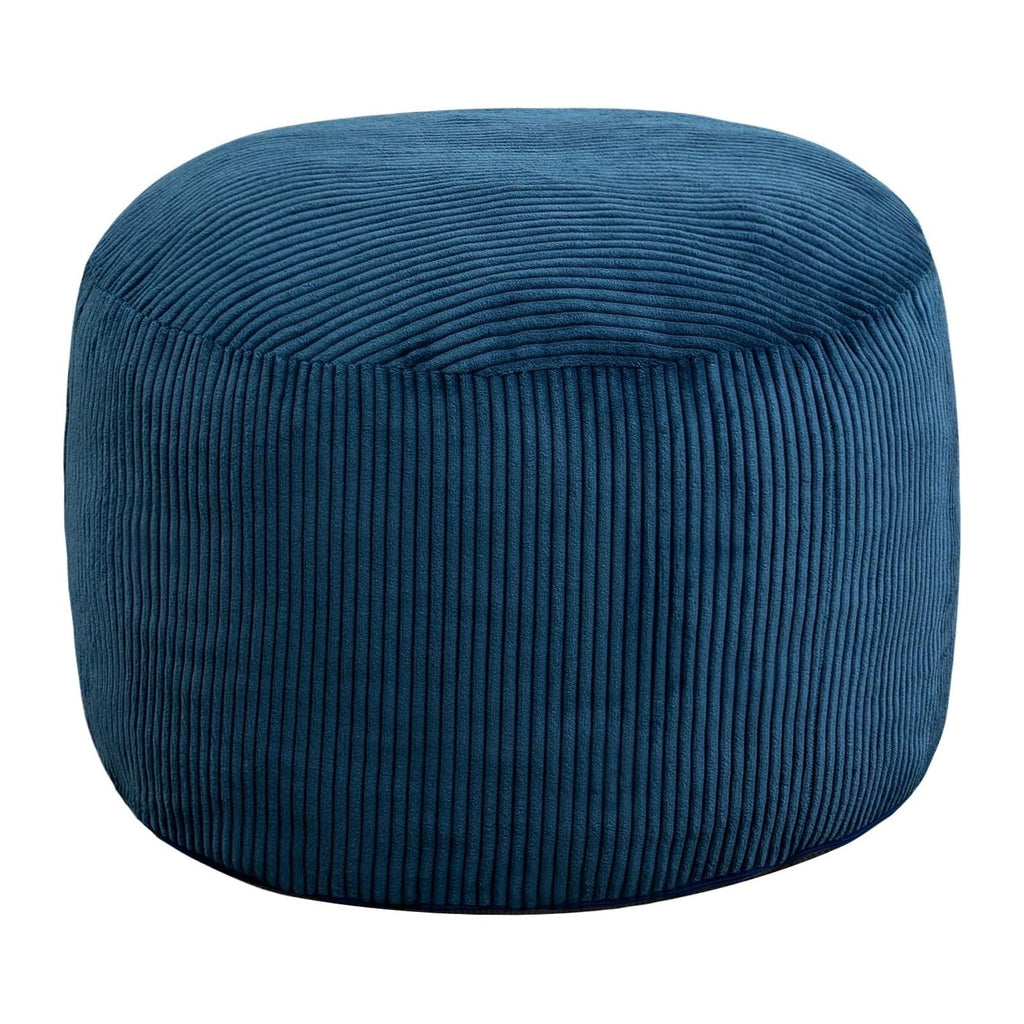 Round Stuffed Pouf Ottoman (Blue, 26" D x 26" W x 18" H)