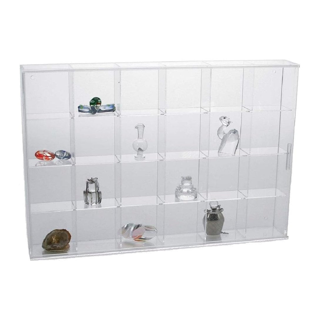 SAFE Rock Display Case-Acrylic Glass Curio w/24 Compartments