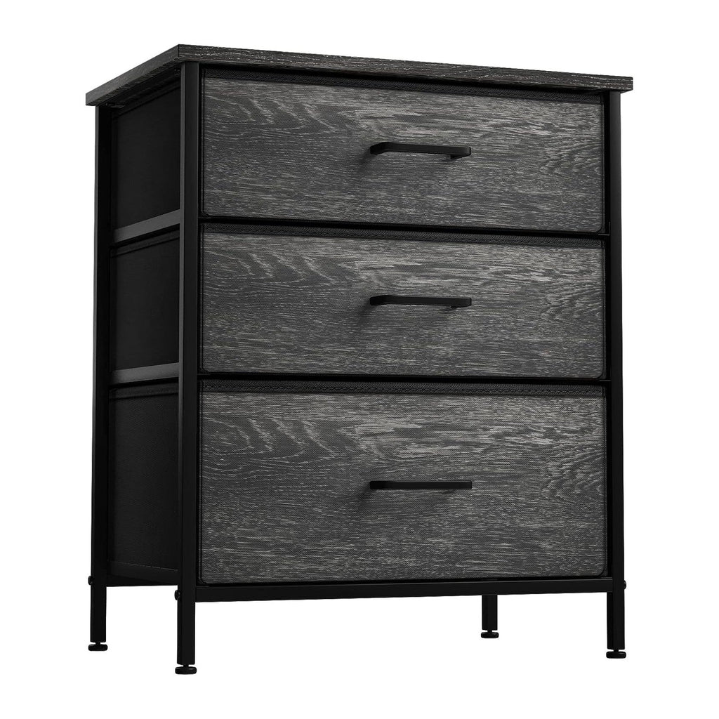 Sorbus Nightstand for Bedroom (3 Multi-Sized Drawers, Gray Wood)