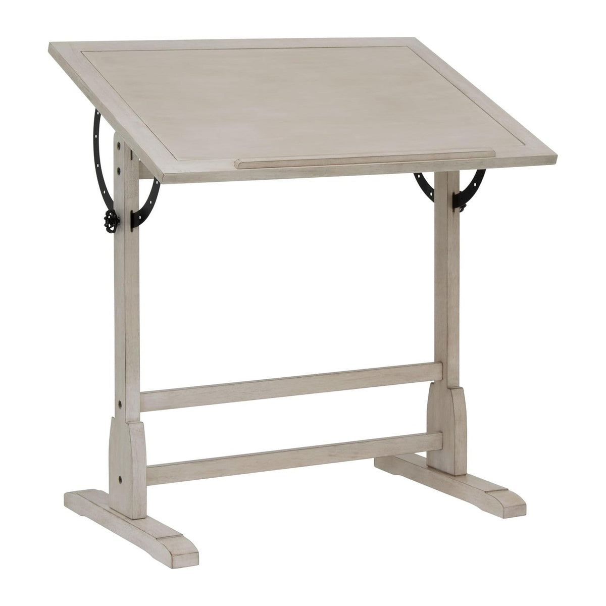 Studio Designs Vintage Drawing/Drafting Table with Pencil Ledge - 36" W x 24" D - Coastal Whitewash - Adjustable Tilting Top