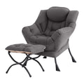 Tiita Lazy Chair with Ottoman, Comfy Reading Accent Chair, Dark Grey