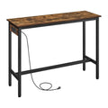 VASAGLE Bar Table with Power Outlets, Computer Desk, 47.2" W | Stable Metal Structure, Modern Basic, Rustic Brown and Matte Black, BARNET Collection ULBT121K01