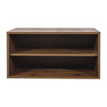 Walnut Stackable Storage Cabinet, 2 Tier Open Front Bookcase Organizer Shelf