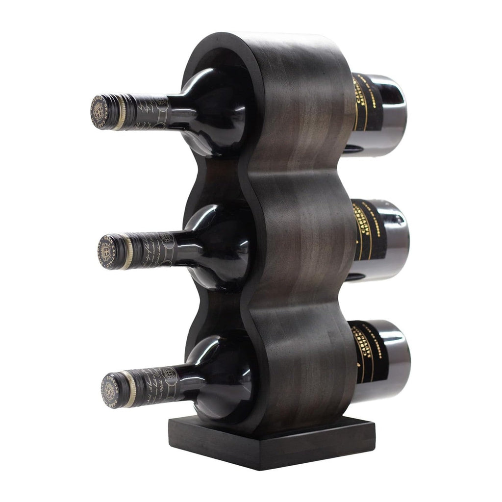 Wooden Wine Bottle Holder Countertop – Small Wine Rack for 3 Bottles, Vertical Tabletop Wine Rack Stand, Decorative Bottle Rack Wine Storage Organizer for Kitchen, Bar Decor, Wine Lover Gift