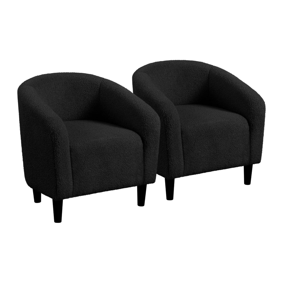 Yaheetech Compact Sherpa Accent Chairs Set of 2 for Small Spaces, Black