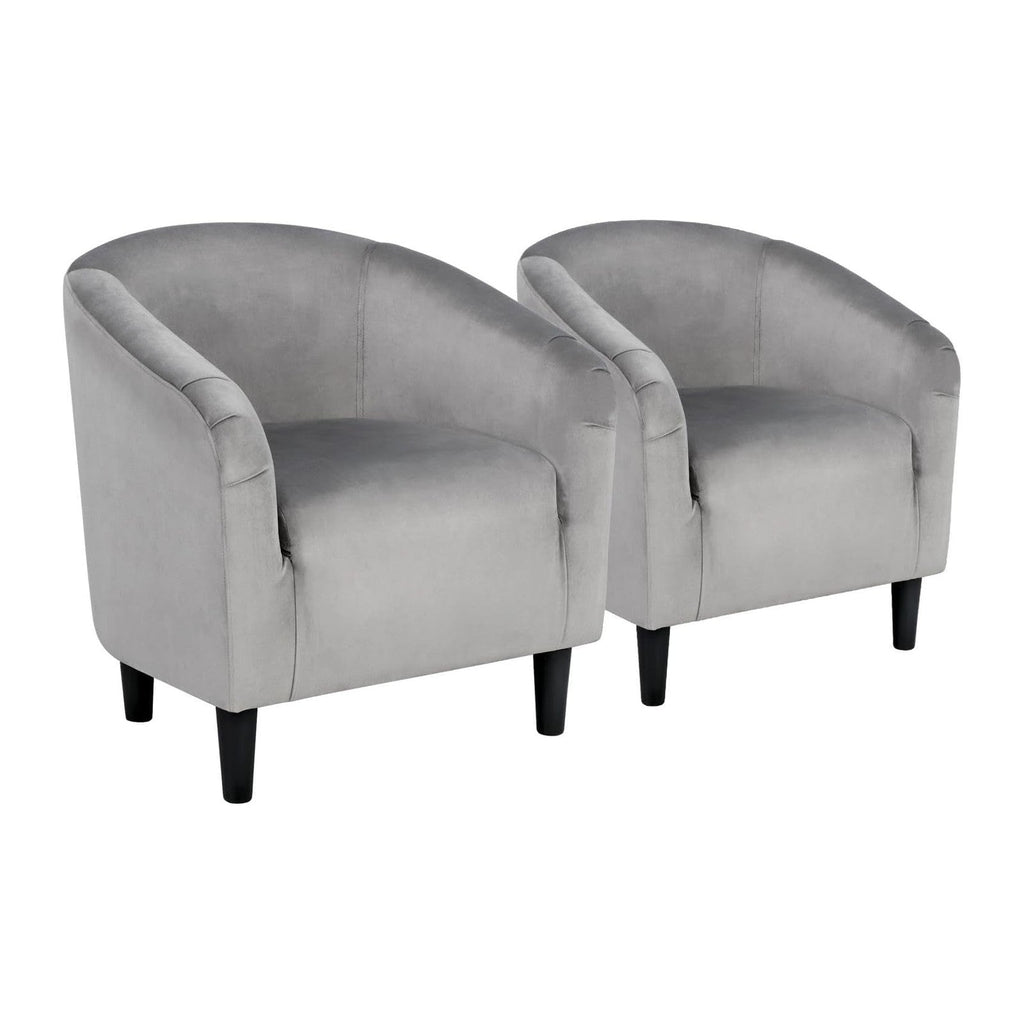 Yaheetech Compact Velvet Accent Chairs Set of 2 for Small Spaces, Gray