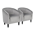 Yaheetech Compact Velvet Accent Chairs Set of 2 for Small Spaces, Gray