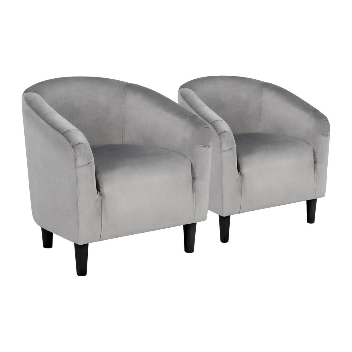 Yaheetech Compact Velvet Accent Chairs Set of 2 for Small Spaces, Gray